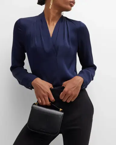 Kobi Halperin Nellie Pleated V-Neck Long-Sleeve Blouse | Thumbnail 7 Kobi Halperin Nellie Pleated V-Neck Long-Sleeve Blouse | Thumbnail 7