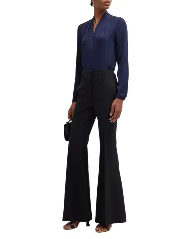 Kobi Halperin Nellie Pleated V-Neck Long-Sleeve Blouse | Thumbnail 1 Kobi Halperin Nellie Pleated V-Neck Long-Sleeve Blouse | Thumbnail 1