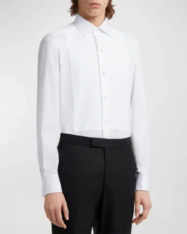 Zegna Men's Formal Piquet Evening Shirt | Thumbnail 2 Zegna Men's Formal Piquet Evening Shirt | Thumbnail 2