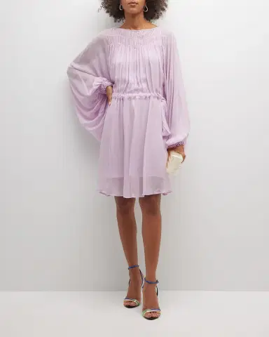 Emporio Armani Pleated Poet-Sleeve Georgette Dress | Thumbnail 2 Emporio Armani Pleated Poet-Sleeve Georgette Dress | Thumbnail 2