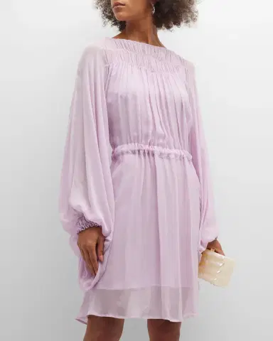 Emporio Armani Pleated Poet-Sleeve Georgette Dress | Thumbnail 3 Emporio Armani Pleated Poet-Sleeve Georgette Dress | Thumbnail 3