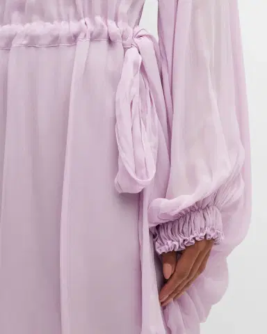 Emporio Armani Pleated Poet-Sleeve Georgette Dress | Thumbnail 5 Emporio Armani Pleated Poet-Sleeve Georgette Dress | Thumbnail 5