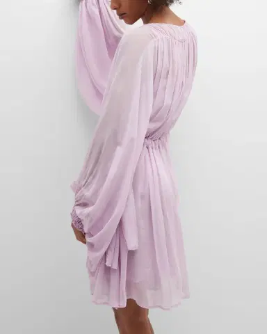 Emporio Armani Pleated Poet-Sleeve Georgette Dress | Thumbnail 7 Emporio Armani Pleated Poet-Sleeve Georgette Dress | Thumbnail 7