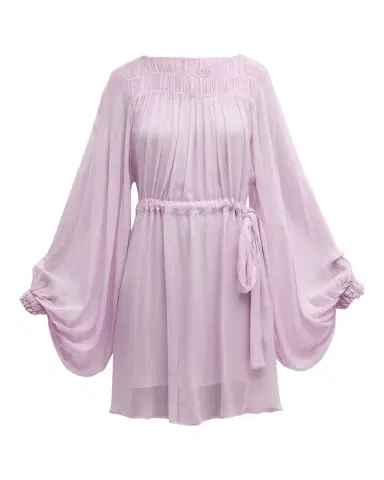 Emporio Armani Pleated Poet-Sleeve Georgette Dress | Thumbnail 1 Emporio Armani Pleated Poet-Sleeve Georgette Dress | Thumbnail 1