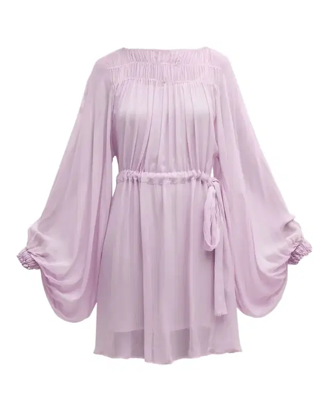 Emporio Armani Pleated Poet-Sleeve Georgette Dress