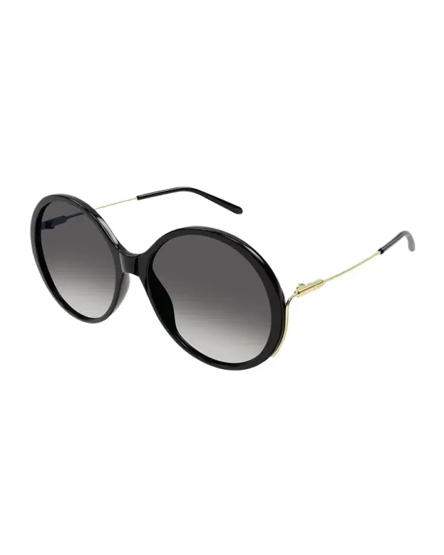 Oversized Round Acetate and Metal Sunglasses