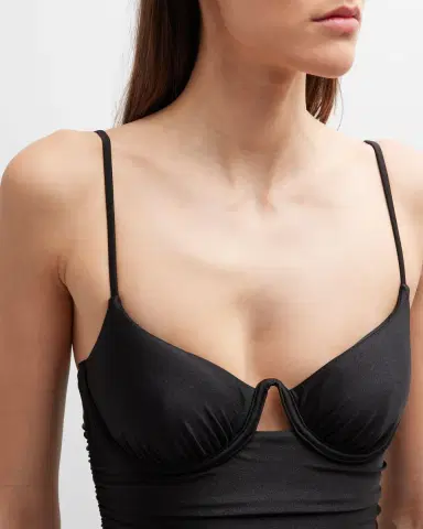 Simkhai Laine Draped Satin Underwire One-Piece Swimsuit | Thumbnail 5 Simkhai Laine Draped Satin Underwire One-Piece Swimsuit | Thumbnail 5
