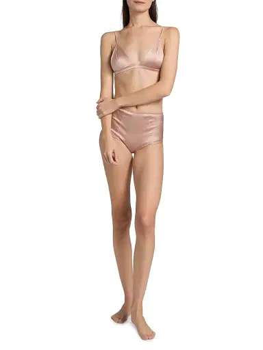 Kiki de Montparnasse Women's Tous Les Jours High-Waist Stretch-Silk Brief - Buff | Thumbnail 2