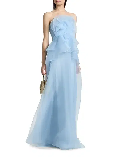 THEIA Women's Gilda Strapless Draped Rose Gown | Thumbnail 2 THEIA Women's Gilda Strapless Draped Rose Gown | Thumbnail 2