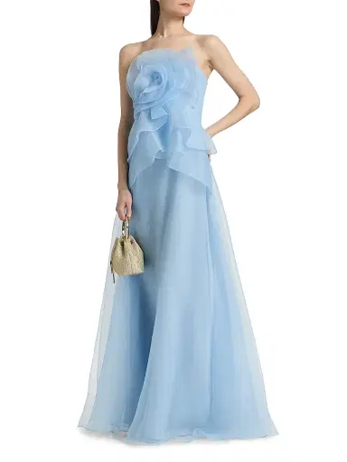 THEIA Women's Gilda Strapless Draped Rose Gown | Thumbnail 4 THEIA Women's Gilda Strapless Draped Rose Gown | Thumbnail 4