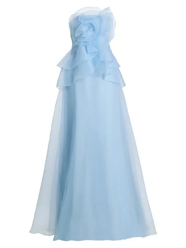 Theia Women's Gilda Strapless Draped Rose Gown - Serenity Blue