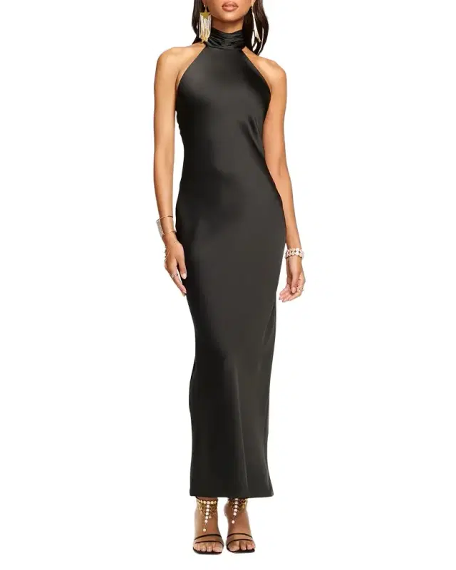 Tatiana Low-Cut Halter Column Gown