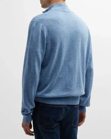 Neiman Marcus Men's Wool-Cashmere 1/4-Zip Sweater | Thumbnail 3 Neiman Marcus Men's Wool-Cashmere 1/4-Zip Sweater | Thumbnail 3