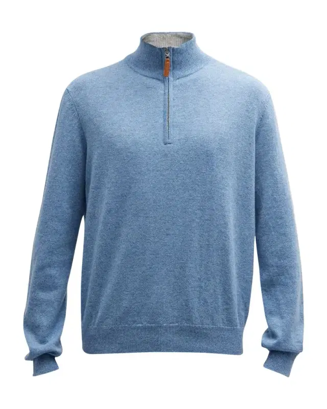 Neiman Marcus Men 's Wool-Cashmere 1/4-Zip Sweater