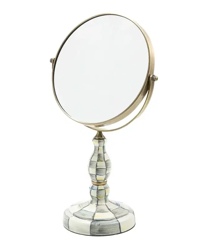 MacKenzie-Childs Sterling Check Enamel Vanity Mirror