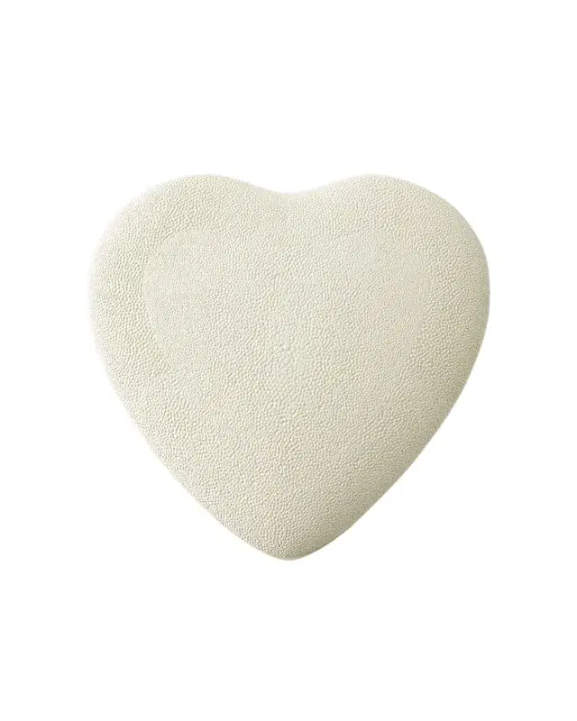 AERIN Faux Shagreen Heart Jewelry Box, Cream