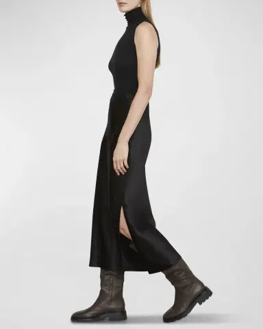 Vince Side-Slit Satin Slip Skirt | Thumbnail 2