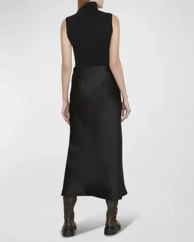 Vince Side-Slit Satin Slip Skirt | Thumbnail 3