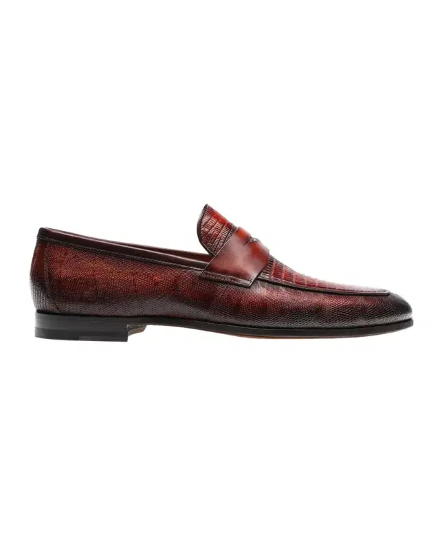 Magnanni Men 's Vincente Lizard Penny Loafers