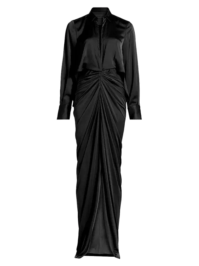 Halston Women's Katrine Mix Media Draped Gown - Black