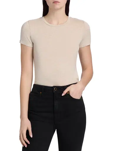 MAJESTIC FILATURES Women's Soft Touch Crewneck T-Shirt - Ecru Chine - Size Large | Thumbnail 3