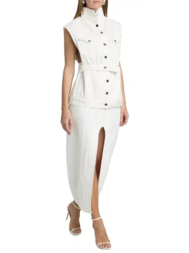 Et Ochs Women's Sylas Denim Belted Vest Top - White | Thumbnail 2