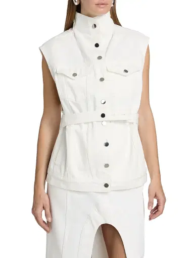 Et Ochs Women's Sylas Denim Belted Vest Top - White | Thumbnail 3