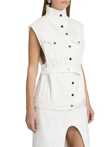 Et Ochs Women's Sylas Denim Belted Vest Top - White | Thumbnail 4