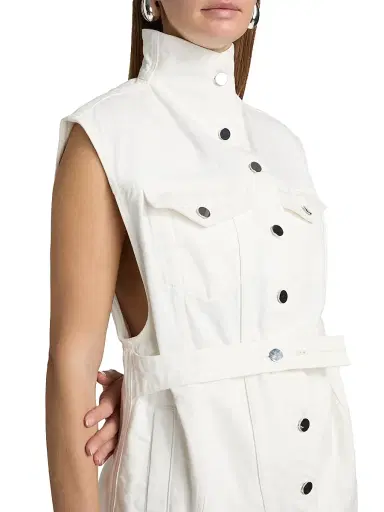Et Ochs Women's Sylas Denim Belted Vest Top - White | Thumbnail 6