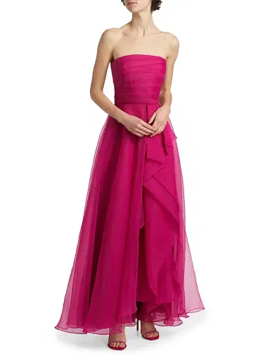 THEIA Women's Teresa Draped Tulle Gown - Sunset Fuschia - Size 16 | Thumbnail 3 THEIA Women's Teresa Draped Tulle Gown - Sunset Fuschia - Size 16 | Thumbnail 3