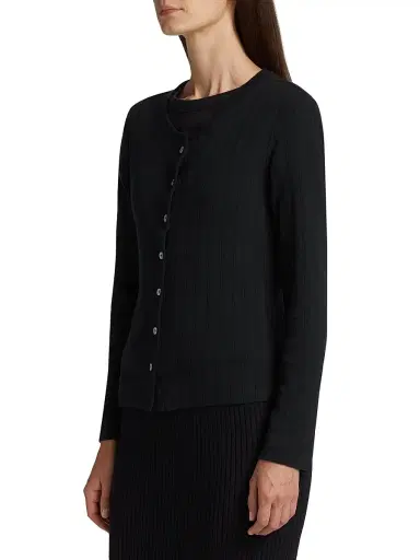LESET Women's Pointelle-Knit Cotton Cardigan - Black - Size XL | Thumbnail 4 LESET Women's Pointelle-Knit Cotton Cardigan - Black - Size XL | Thumbnail 4