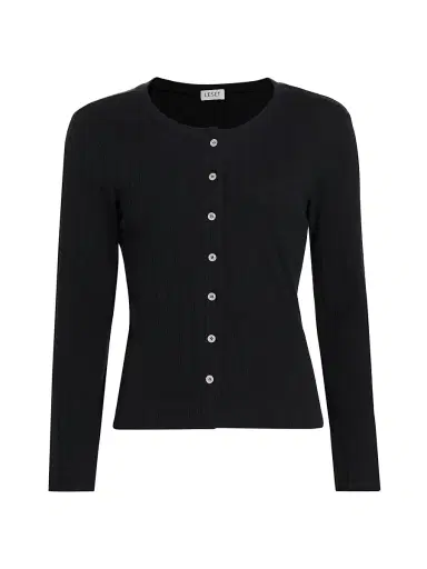 LESET Women's Pointelle-Knit Cotton Cardigan - Black - Size XL | Thumbnail 1 LESET Women's Pointelle-Knit Cotton Cardigan - Black - Size XL | Thumbnail 1