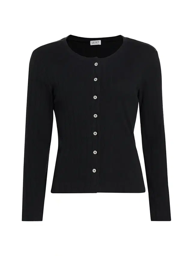 Women's Pointelle-Knit Cotton Cardigan - Black