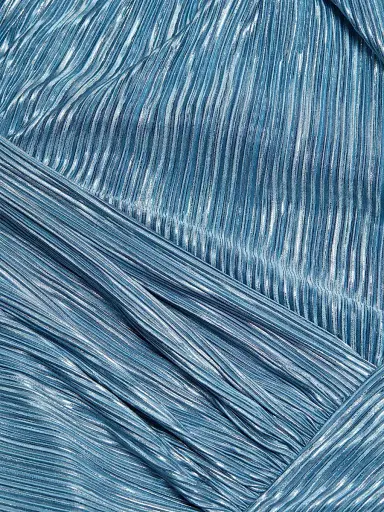Sabina Musáyev Women's Maya Foil Pleated Knit Minidress - Steel Blue | Thumbnail 7 Sabina Musáyev Women's Maya Foil Pleated Knit Minidress - Steel Blue | Thumbnail 7