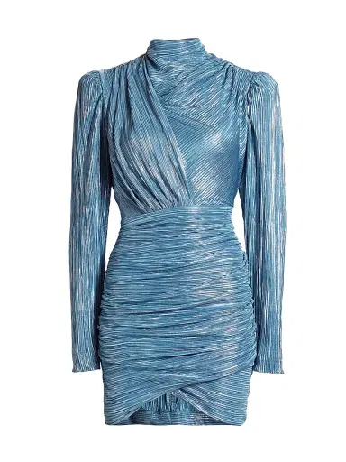 Sabina Musáyev Women's Maya Foil Pleated Knit Minidress - Steel Blue | Thumbnail 1 Sabina Musáyev Women's Maya Foil Pleated Knit Minidress - Steel Blue | Thumbnail 1