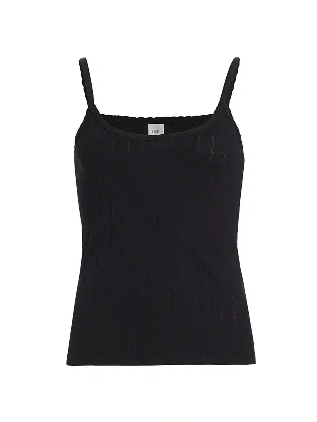 Women's Pointelle-Knit Classic Tank - Black