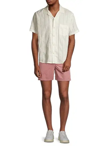 Corridor Men's Striped Seersucker Camp Shirt - White - Size XXL | Thumbnail 2