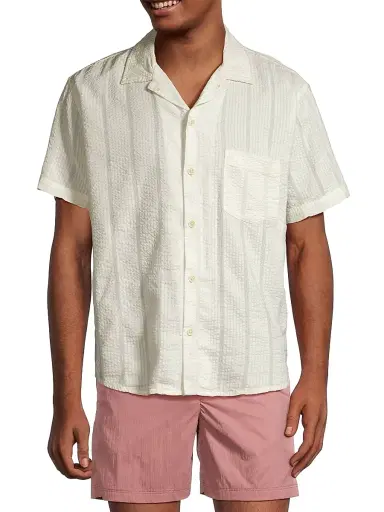 Corridor Men's Striped Seersucker Camp Shirt - White - Size XXL | Thumbnail 3