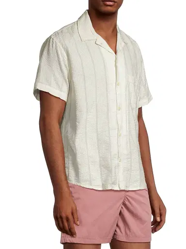 Corridor Men's Striped Seersucker Camp Shirt - White - Size XXL | Thumbnail 4