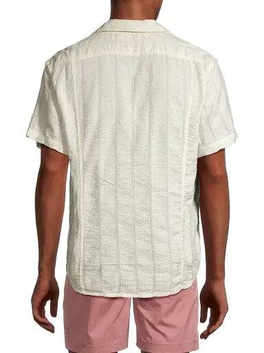 Corridor Men's Striped Seersucker Camp Shirt - White - Size XXL | Thumbnail 5