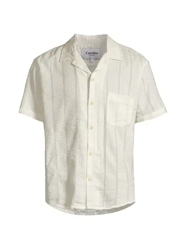 Corridor Men's Striped Seersucker Camp Shirt - White - Size XXL | Thumbnail 1
