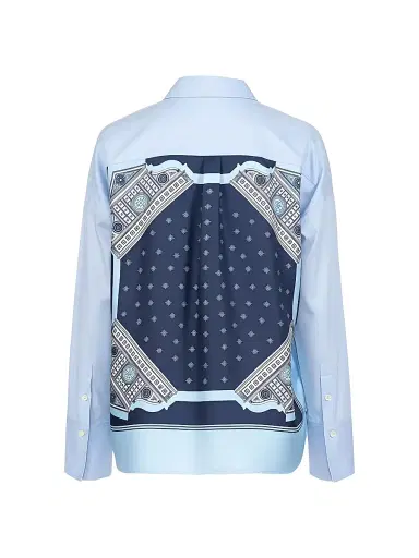 CALLAS MILANO Women's Sirene Scarf-Front Shirt - Pale Blue Navy - Size 4 | Thumbnail 2 CALLAS MILANO Women's Sirene Scarf-Front Shirt - Pale Blue Navy - Size 4 | Thumbnail 2