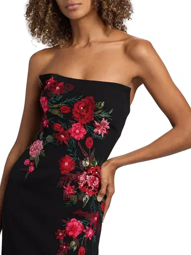 Rene Ruiz Collection Women's Embroidered Floral Crepe Strapless Column Gown | Thumbnail 6 Rene Ruiz Collection Women's Embroidered Floral Crepe Strapless Column Gown | Thumbnail 6