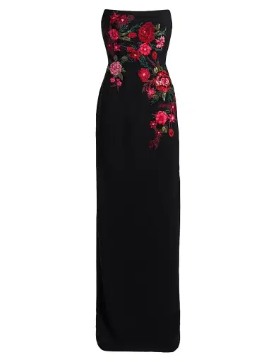 Rene Ruiz Collection Women's Embroidered Floral Crepe Strapless Column Gown | Thumbnail 1 Rene Ruiz Collection Women's Embroidered Floral Crepe Strapless Column Gown | Thumbnail 1