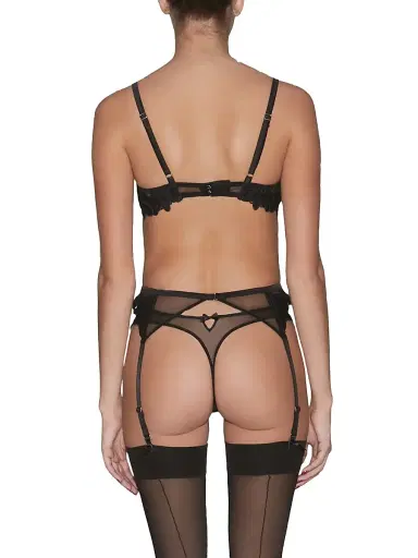 Fleur du Mal Women's Lace Plunge Demi Bra - Black | Thumbnail 5 Fleur du Mal Women's Lace Plunge Demi Bra - Black | Thumbnail 5