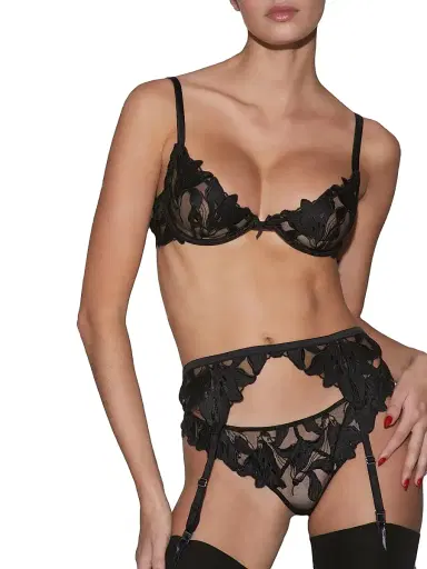 Fleur du Mal Women's Lace Plunge Demi Bra - Black | Thumbnail 6 Fleur du Mal Women's Lace Plunge Demi Bra - Black | Thumbnail 6