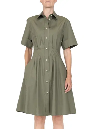 Callas Milano Women's Bergamo Fit and Flare Shirt Dress - Olive | Thumbnail 2 Callas Milano Women's Bergamo Fit and Flare Shirt Dress - Olive | Thumbnail 2