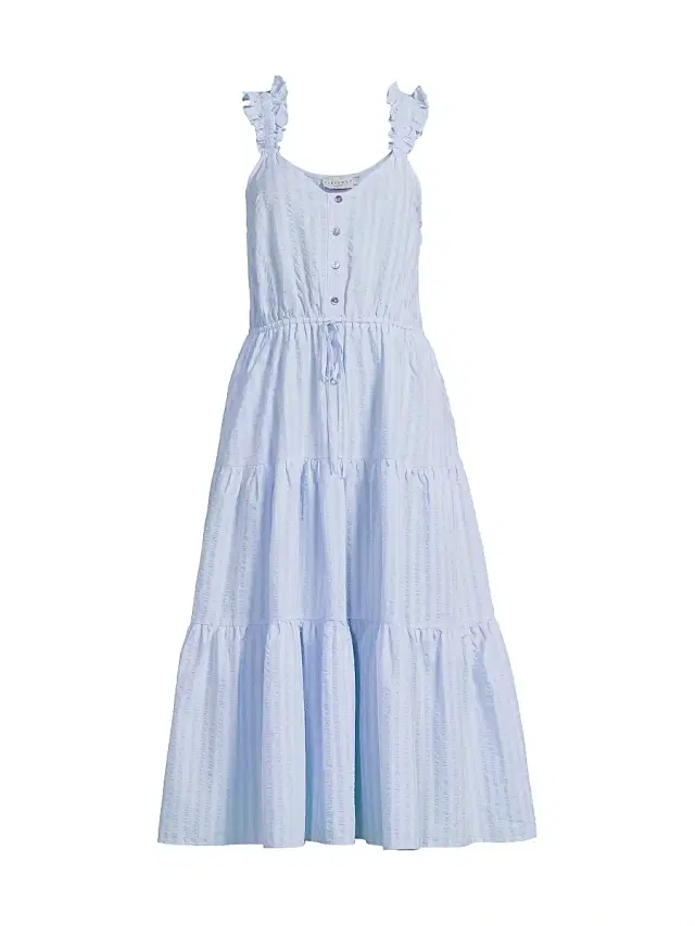 Harshman Women's Ophelia Seersucker Midi-Dress - Powder Blue Stripes