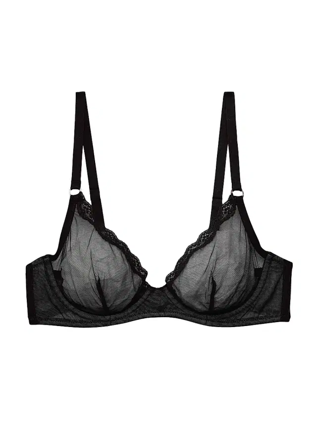 Fleur du Mal Women's Sheer Tulle Demi Bra - Black