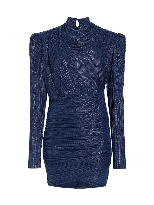 Sabina Musáyev Women's Maya Foil Pleated Knit Minidress - Blue